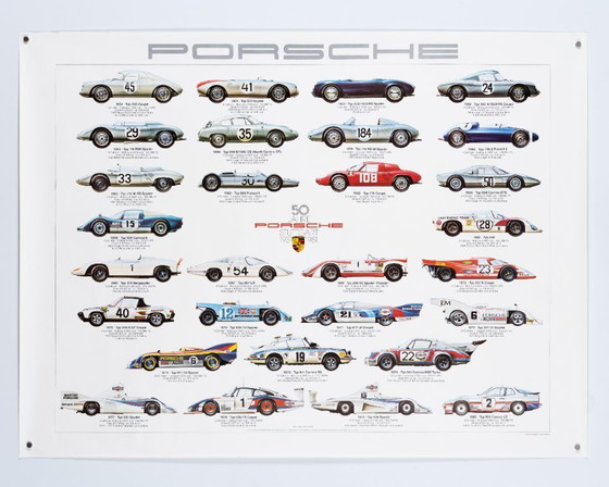 Image 1 of 50 Jahre Porsche – 1981 – Poster originale Porsche vintage di Ken Rush – Vintage Motorsport – 76x102 cm