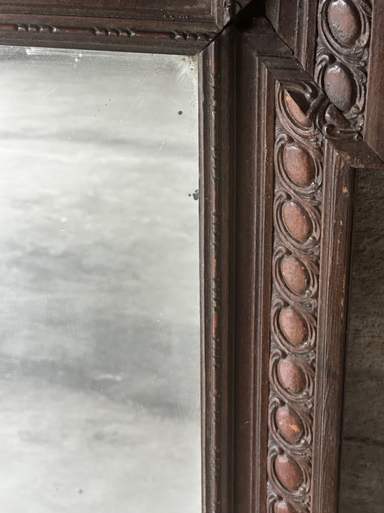 Antieke neorenaissance houten spiegel met houtsnijwerk, eind 19e eeuw – 94 × 69 cm (photo 5 of 15)