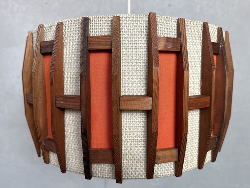 Vintage pendant lamp - jute and teak - Massive
