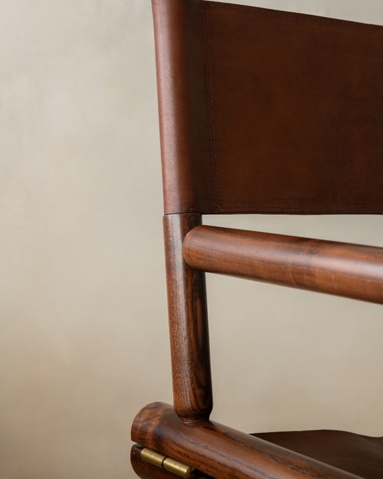 Italian Modern Director’s Chair in Wood & Leather, 1980s, Side chairs, Brown (photo 9 of 17)