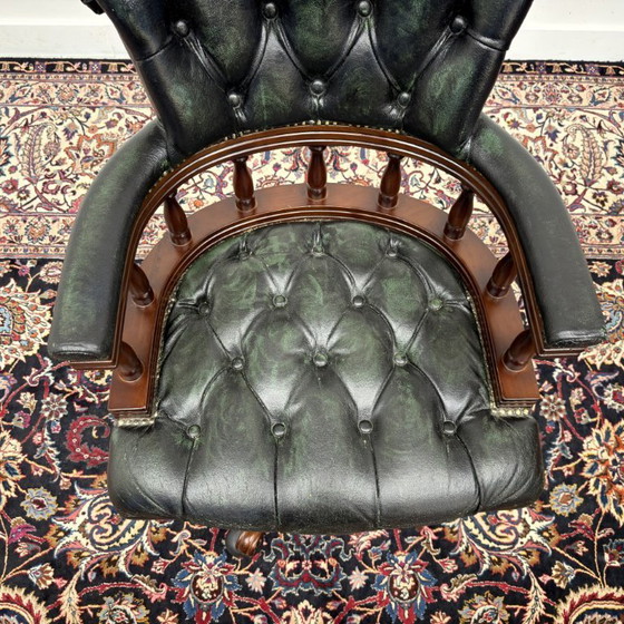 Sedia da ufficio Chesterfield Captain Chair Verde – Sedie da ufficio, Leather, Wood (photo 6 of 7)