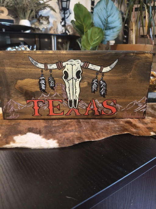 Tabla Decorativa de Madera Cabeza de Búfalo Western