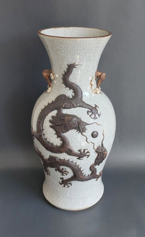 Image 1 of Große Vase aus Craquelé-Ware aus Nanking, 19.