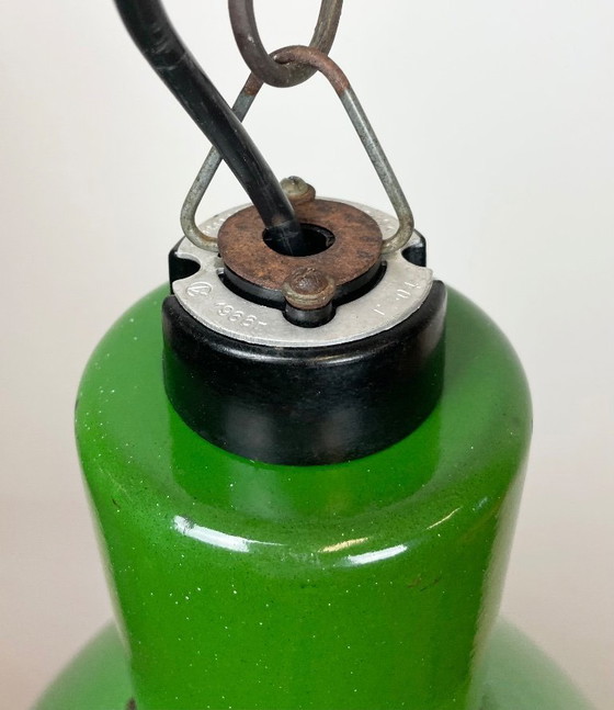 Image 1 of Industrial Soviet Green Enamel Pendant Lamp, 1960s