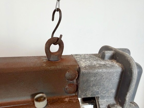 Image 1 of Grijze industriële hanglamp met buisconstructie van Elektrosvit, jaren 70.