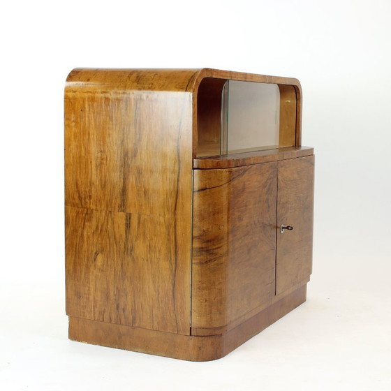 Image 1 of Buffet Art Déco / Bar en noyer, Tchécoslovaquie, années 1930