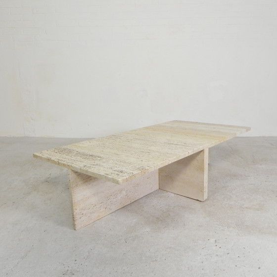 Image 1 of Ensemble de 2 tables basses en travertin, Up and Up, années 1970