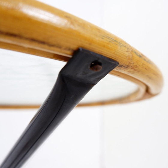 Image 1 of Table d'appoint Mid-Century en bambou, métal et verre - Pays-Bas, années 1960