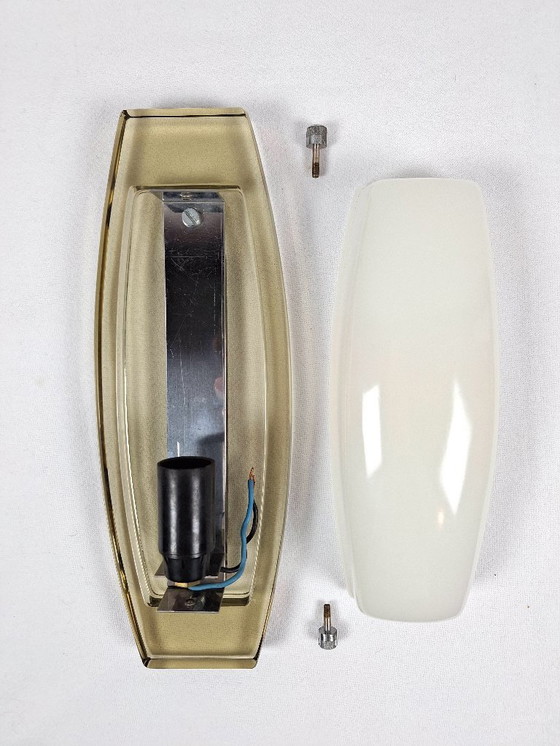 Image 1 of Lampada da parete Veca in vetro bianco e ambra Made in Italy Art Deco