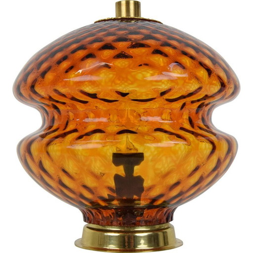 Vintage glass and brass lamp, Czechoslovakia 1960