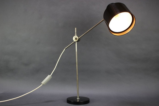 Image 1 of Verstelbare zwarte bakelieten industriële tafellamp / Tsjecho-Slowakije, 1970