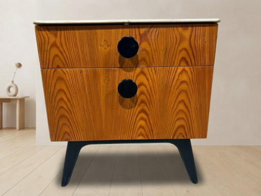 Volledig gerestaureerd nachtkastje van Jindřich Halabala voor UP Závody, Mid-Century Modern, jaren 50, (photo 2 of 17)