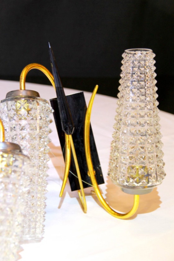 Image 1 of Coppia di applique da parete in ottone, Maison Arlus, Francia, circa 1950