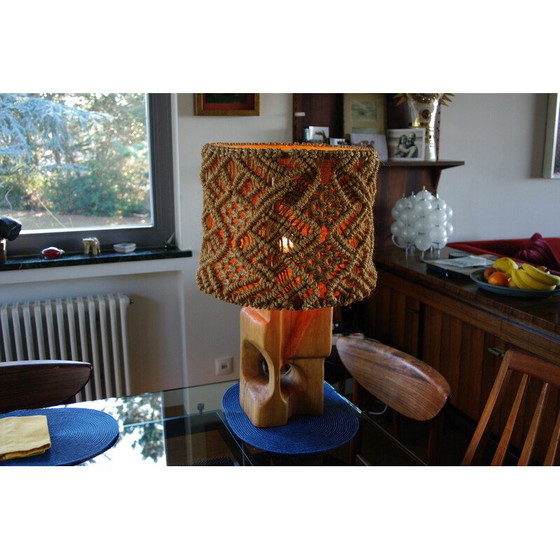 Image 1 of Vintage elm and rope lamp, 1960