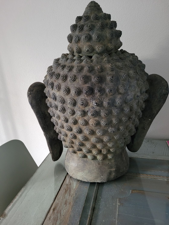 Image 1 of Wunderschöner Buddha-Kopf aus Bronze, Höhe 65 cm