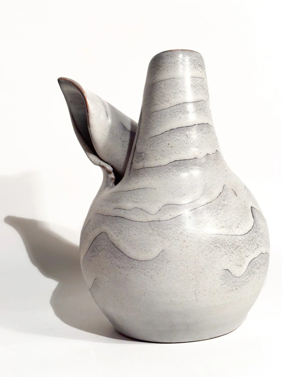 1960s Abstract Grey Glazed Stoneware Vase (photo 7 of 9)