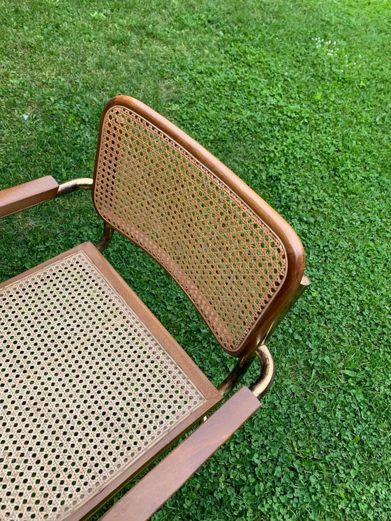 Mid-Century Modern Italian Marcel Breuer B64 Cesca Chair, 70s – Adjustable recliner chair, Metal, Brass (photo 3 of 5)