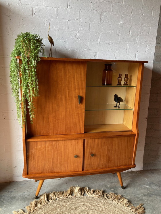 Image 1 of Buffet rétro vintage Mid Century, meuble haut, meuble de bar, vitrine d'exposition