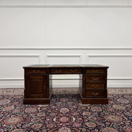Scrivania inglese classica in pelle verde – Scrivanie, Leather, Wood (photo 3 of 21)