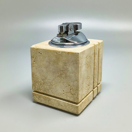 Image 1 of Seltenes Raucherset aus Travertin aus den 1970er Jahren von Enzo Mari für Fratelli Mannelli