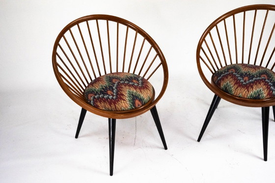 Image 1 of Par de sillas circulares Yngve Ekström para Swedese, Suecia, década de 1950 – Tapicería original