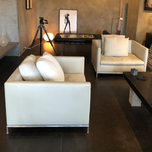 2 x B&B ITALIA Leather Love seats Poltrona, Poltrone, modello George di Antonio Citterio