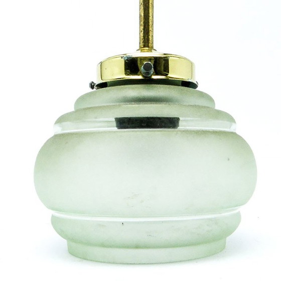 Pop Art Pendant Lamp, Poland, 1950s – Glass, Brass (photo 12 of 14)