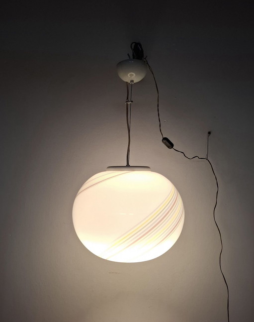 Murano Glas Kugel Pendelleuchte, 1970er Jahre
