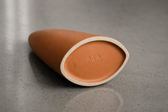 Image 1 of Mid-Century German Modern Stoneware Brick Red Vase from Asa Selection, 1980s