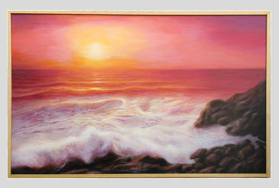 Image 1 of Seascape in oil, signed by the artist. Seascape in oil, signed. Oil painting of the sea.