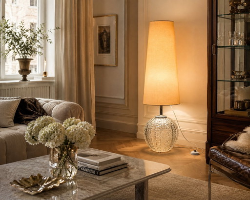 Stehlampe Aus Blasenglas Von Hustadt, Deutschland, 1960er Jahre – Hustadt Leuchten, vloerlampen, Textile (photo 2 of 15)