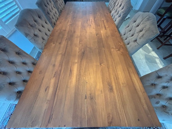 Image 1 of Prachtig Handgemaakte kloostertafel met 8 handgemaakte stoelen 