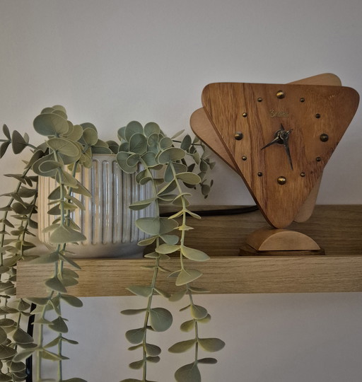 Vintage ZentRa wooden table clock – working – 1950s/60s