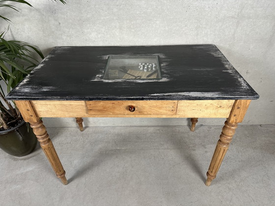 Antique Wooden Work Table – Side tables, Glass (photo 3 of 14)