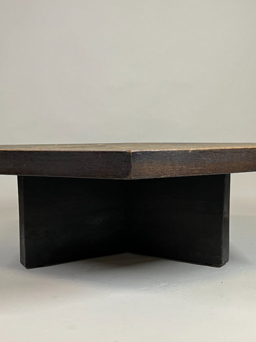 Table basse brutaliste en mosaïque de pierre, Europe des années 1960