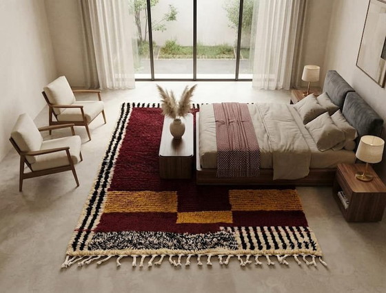 Tapis Beni Ouraine Fait Main Traditionnelle Bordeaux 1,5/2,5 M – Alessi, Wool (photo 2 of 5)