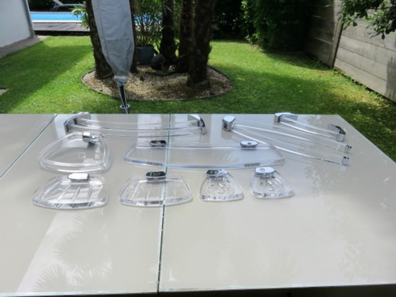 Image 1 of Bathroom set in lucite and chrome-plated brass, "Pangaud Collon" edition, France, 1970s