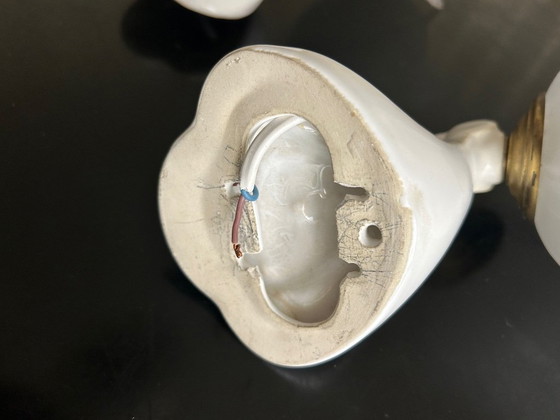 Image 1 of Par de apliques de pared de cerámica y vidrio, década de 1950.