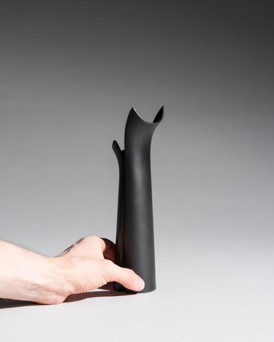 Image 1 of Lino Sabattini Rosenthal "Pianta" Porcelaine Noire Chic Portacandele Duo e Vaso