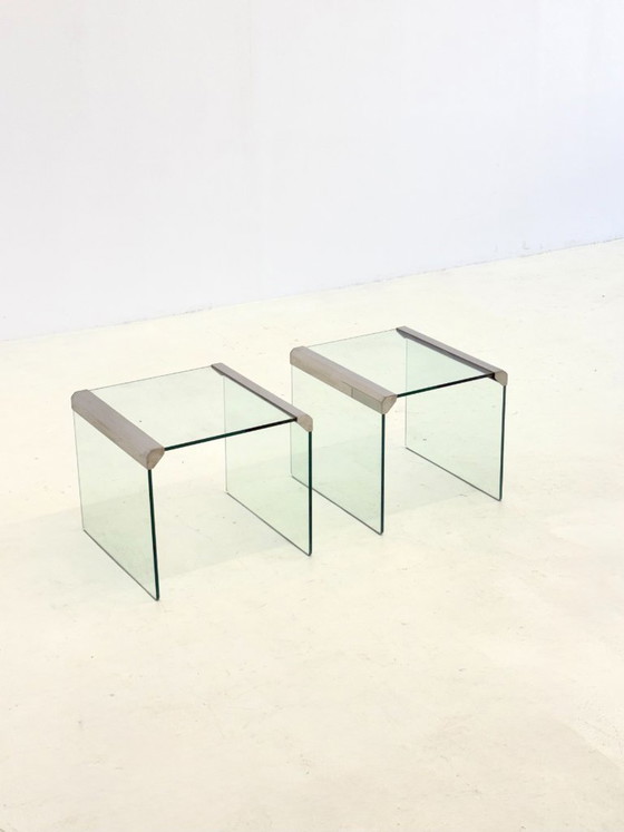 Image 1 of Ensemble de deux tables d'appoint en verre transparent Gallotti & Radice