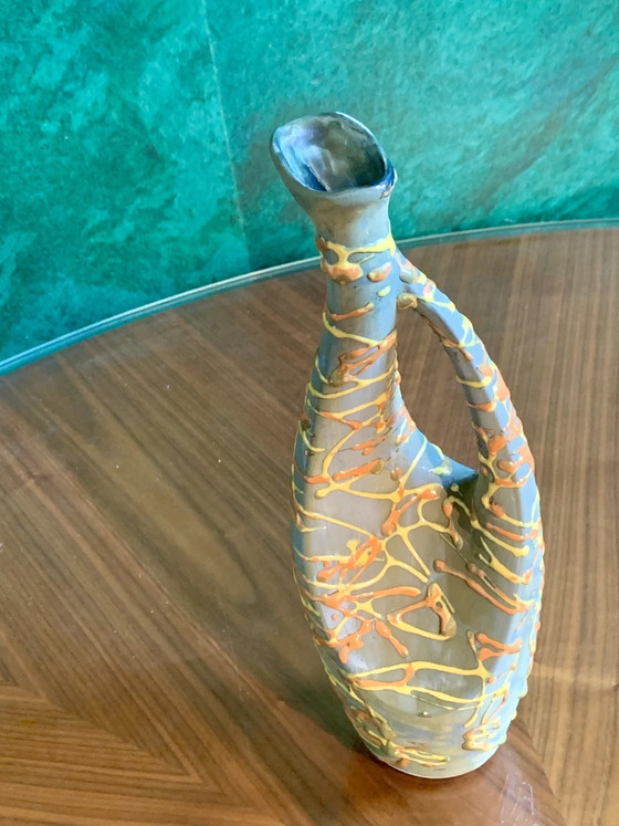 Sculptural Italian Ceramic Pitcher Vase — For Antoniazzi, C. 1950 (Impeccable Condition) (photo 6 of 15)