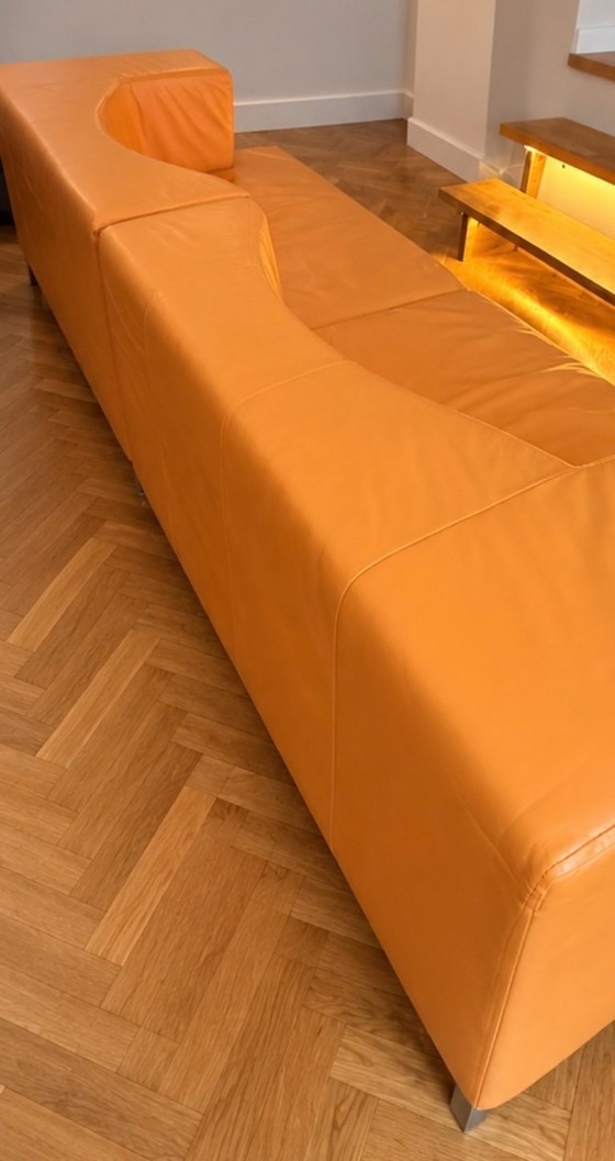 Sofá de diseño original Maximilian de cuero auténtico – 2 piezas – Sofás modulares (photo 5 of 5)