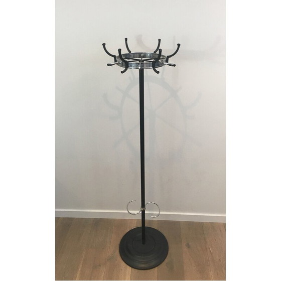 Image 1 of Vintage coat rack in black lacquer and chrome, 1950