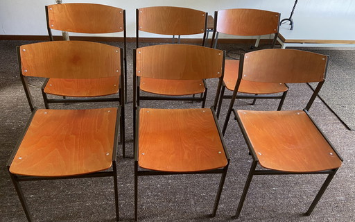 6x Vintage Gijs Van Der Sluis Eetkamerstoelen Stoel Design