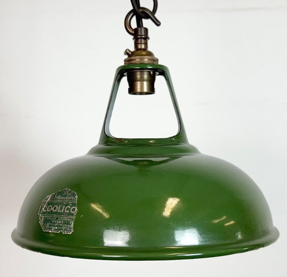 Image 1 of Industrial Green Enamel Factory Pendant Lamp from Coolicon, 1950s