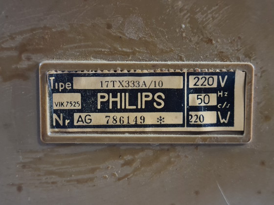 Image 1 of Téléviseur vintage Philips des années 1950/60 – Boîtier en bois au design de style Eames