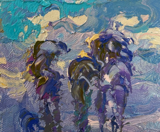Image 1 of Original Oil Painting: Day Field Landscape - Spring Coolness Hugging the Earth