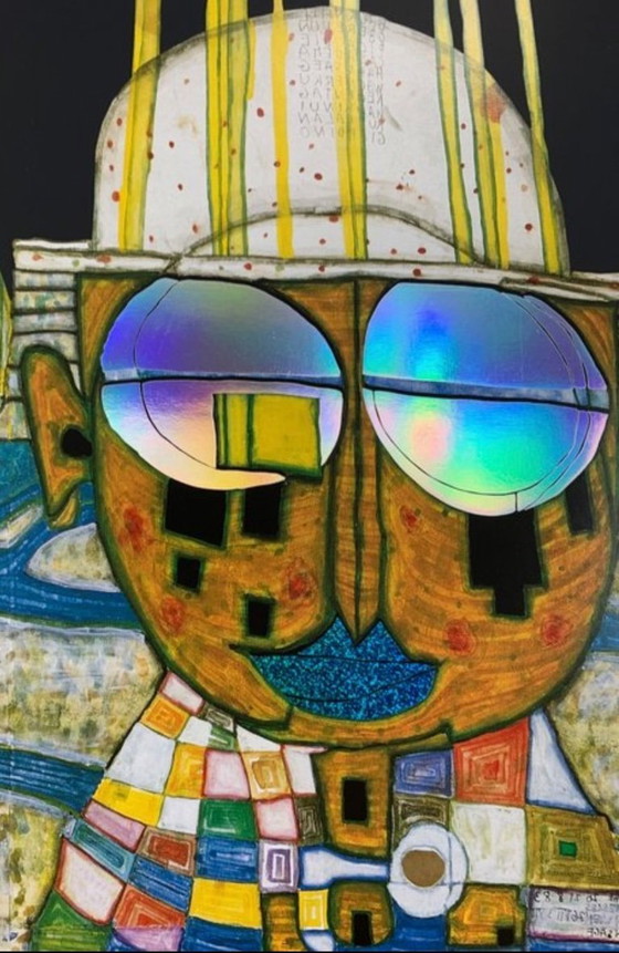 Image 1 of Friedensreich Hundertwasser: "Cinese tropicale". Litografia offset in cornice da galleria con vetro acrilico antirifle