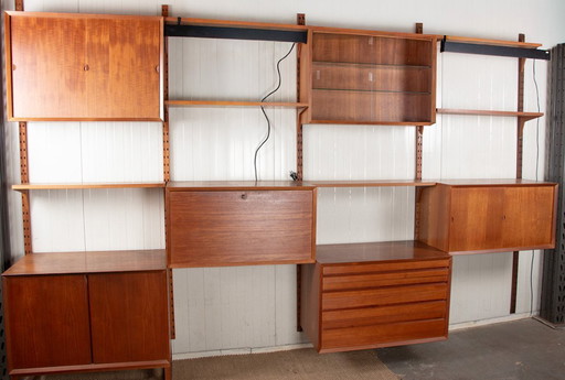 Zeer grote modulaire Deense teakhouten wandkast van Poul Cadovius voor Cado 1960.