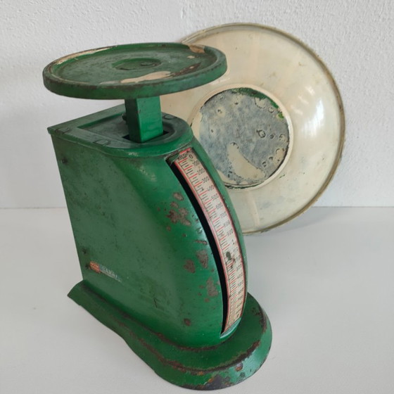 Vintage Effem Karat Keukenweegschaal – Groen Metaal – Jaren '40/'50 – Keukenaccessoires, Metal (photo 8 of 10)